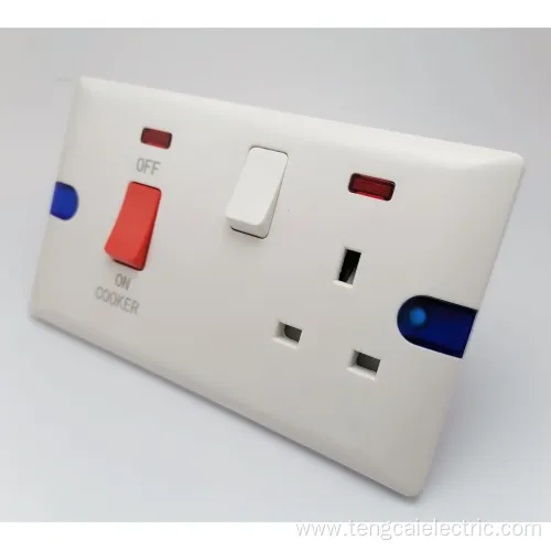 Electrical Wall Light Switch Socket 2 Gang